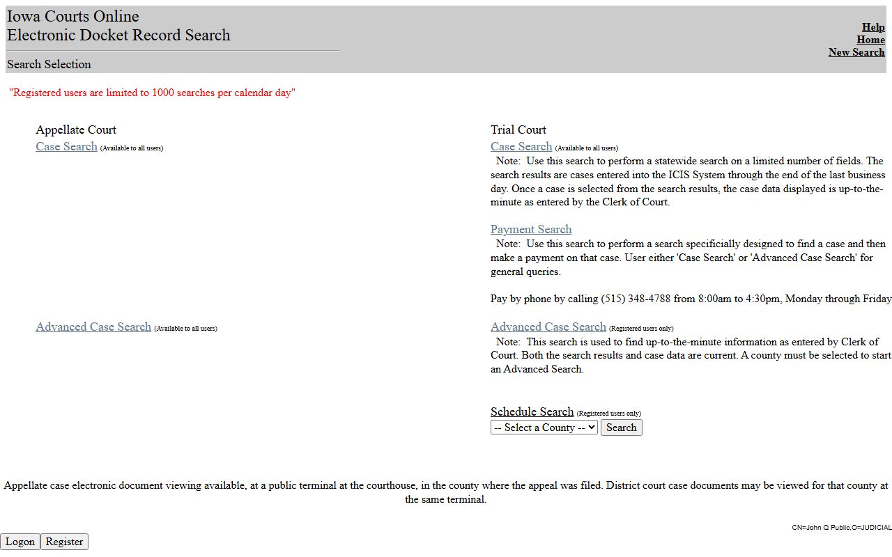 Iowa court record search options for Mills County court records after arrest